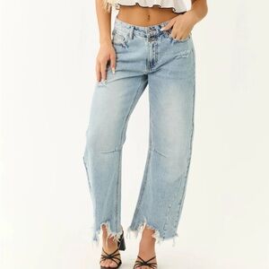 Lime Lush/ new/ tags on/ light wash barrel jean